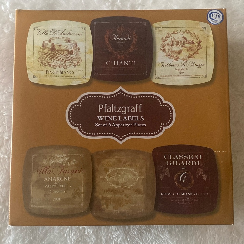 6 Wine labels appetizer plates